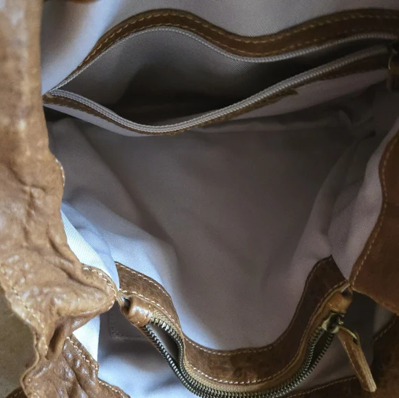 Sundance Italy Bag Brown Leather Brass Hardware Hobo Shoulder Tote Satchel Soft - Picture 15 of 16